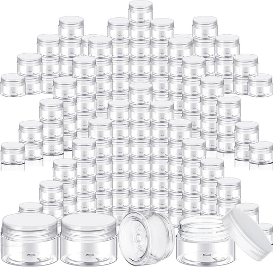 SATINIOR 100 Pcs Plastic Jars with Lids Small Containers Lids Wide Mouth Small Plastic Containers for Lotion Cream Rhinestones Body Butters Travel Storage(1 oz,Clear)-BrightBean Baby