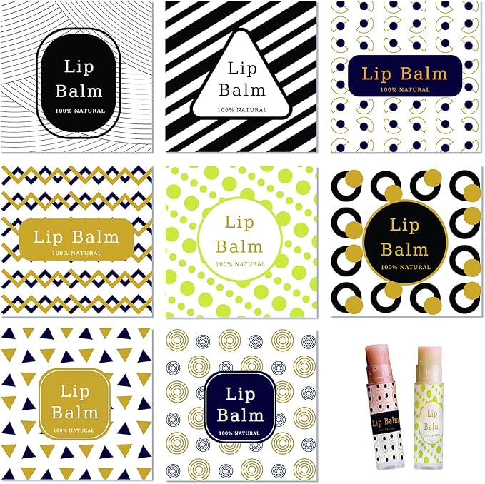 CRASPIRE Lip Balm Labels 80pcs Homemade Lip Balm Labels 2” Clear Lip Balm Labels for Tubes Printable Waterproof Lip Balm Stickers Labels for Lip Balm Handcream Candle Container（Geometry）-BrightBean Baby