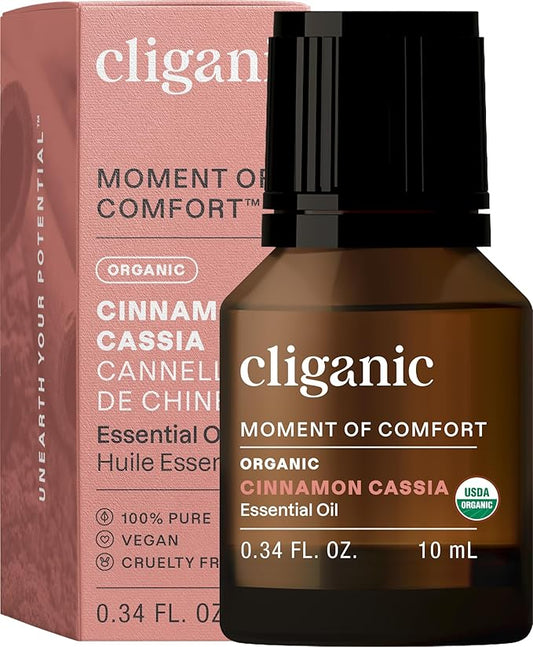 Cliganic Organic Cinnamon Cassia Essential Oil, 100% Pure Natural Undiluted, for Aromatherapy | Non-GMO Verified (Packaging May Vary)-BrightBean Baby