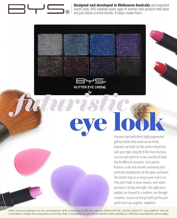 BYS Glitter Gel Makeup Palette 8 shades - Boogie Nights-BrightBean Baby