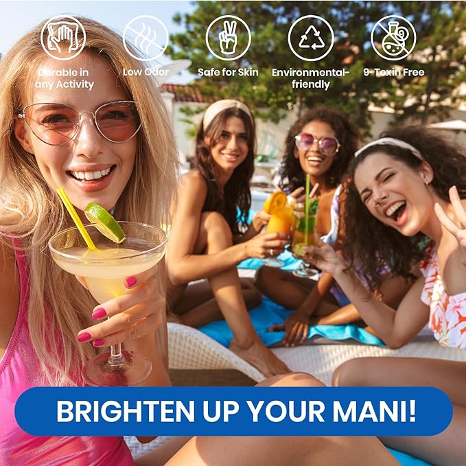 Beetles Gel Nail Polish Set, 6 Colors Bright Rainbow Nail Art Orange Blue Pink Green Neon Gel Polish Kit Soak Off UV Gel DIY Nail Art for Women Pool Party Holiday Manicure-BrightBean Baby