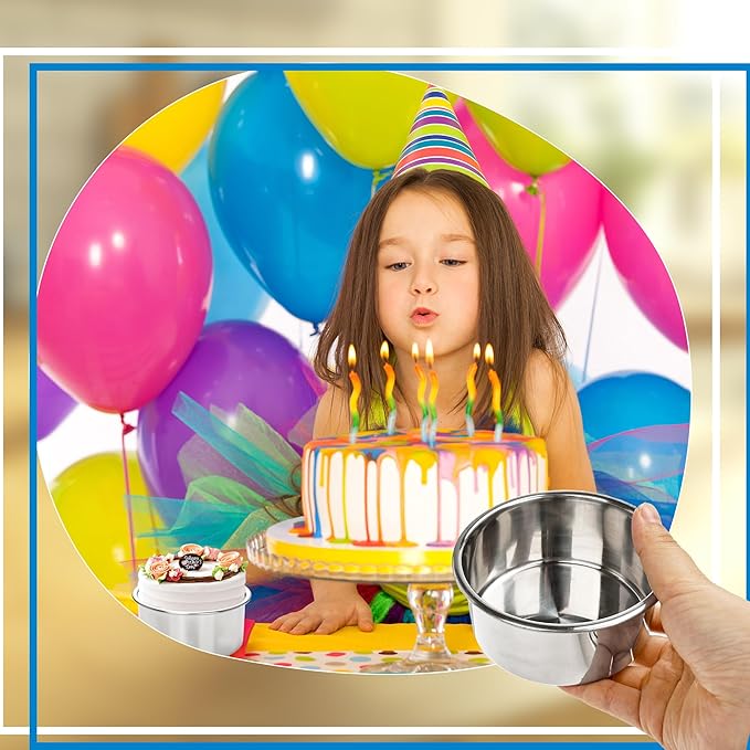 9 Pack 4 Inch Cake Pan Set with 100 Easy Lift Paper Liners Mini Round Cake Pan Stainless Steel Baking Pans for Birthday Wedding Party Oven Dishwasher Safe