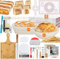 Aliggbent 40Pcs Sourdough Bread Baking Supplies, 10'' Round & Oval Banneton Bread Proofing Baskets with 24 oz Sourdough Starter Jar Kit, Digital Scale, Cutting Board, Knife, Bags ＆ Bread Making Tools