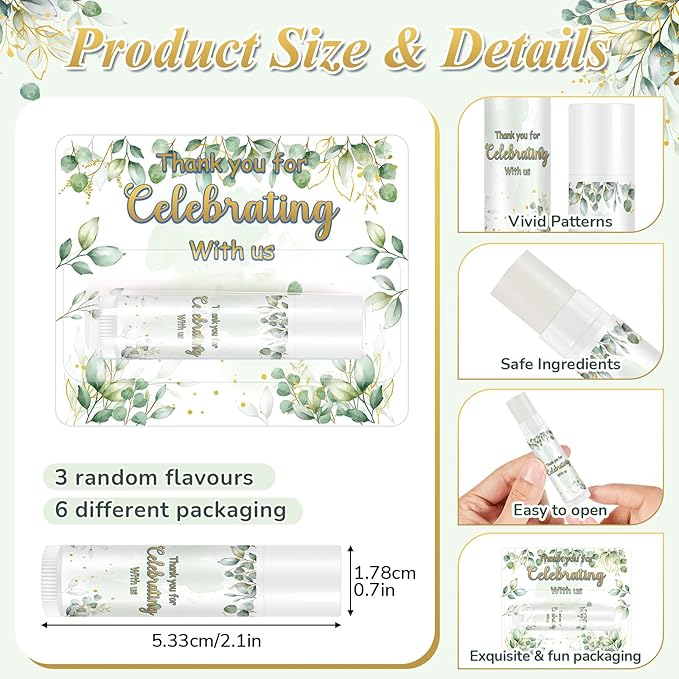 24 Set Thank You Gift Lip Balm Bulk Baby Shower Party Gifts Favors Lip Balms for Guests Bridal Shower Favor Girls Boys Gender Reveal Favors Souvenirs Party Supplies Thank You Gifts for Wedding-BrightBean Baby