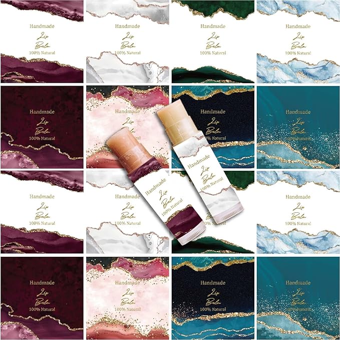 CRASPIRE 80Pcs 8 Styles Lip Balm Sticker Vintage Quicksand Background Self-Adhesive Homemade Lip Balm Labels Vintage Square DIY Label Stickers for Lip Balm Containers Cosmetics Lipsticks-BrightBean Baby