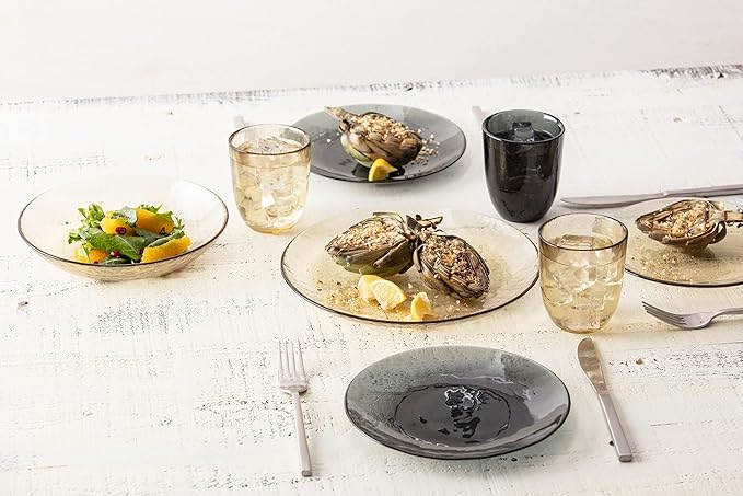 Fortessa Los Cabos Glass Dinnerware Collection, Salad Plate (Set of 4), 8 Inch, Ginger Root