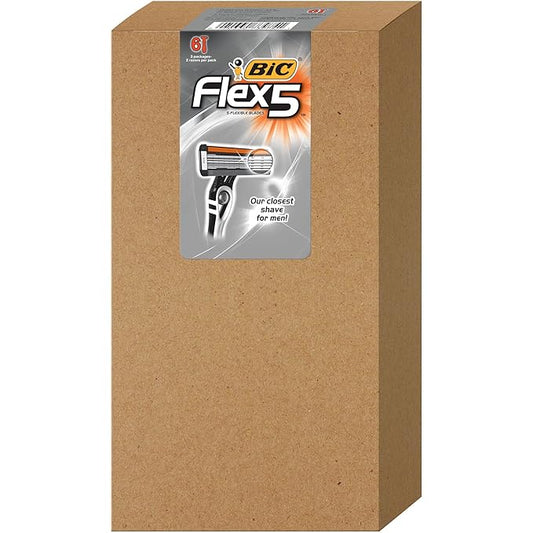 BIC Flex 5 Disposable Men's Razors, 5 Blade Razors for Smooth Shaving Experience, 6-Pack, Ideal Men's Razor Gift Set
