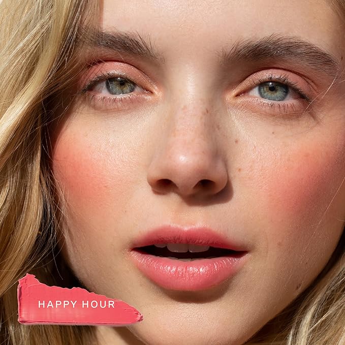 Tower 28 Beauty BeachPlease Cream Blush for Cheeks and Lips - Multi-Purpose Lip and Cheek Tint in Pink Blush - for Sensitive Skin – Color HAPPY HOUR, Luminous Finish-BrightBean Baby