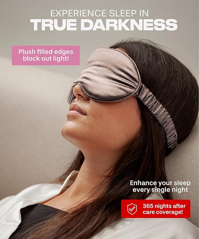 SUNDAYSILKS™ 3D Contoured Silk Sleep Mask | Padded Silk Eye Mask with Eye Cups for Lash Extensions | Blackout, Organic for Women & Men, Perfect for Travel, Slip-Free Deep Sleeping, Antifaz para Dormir-BrightBean Baby