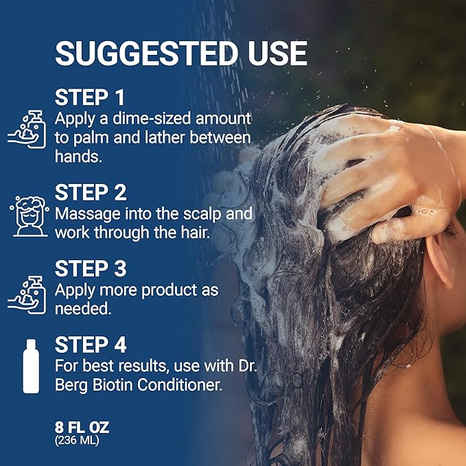 Dr. Berg Biotin Shampoo for Men & Women (Improved High-Performance Formula) - Independently Tested & Certified Paraben- Sulfate- & Silicone-Free - Infused w/Biotin, Argan Oil & Botanicals - 8 Fl oz-BrightBean Baby