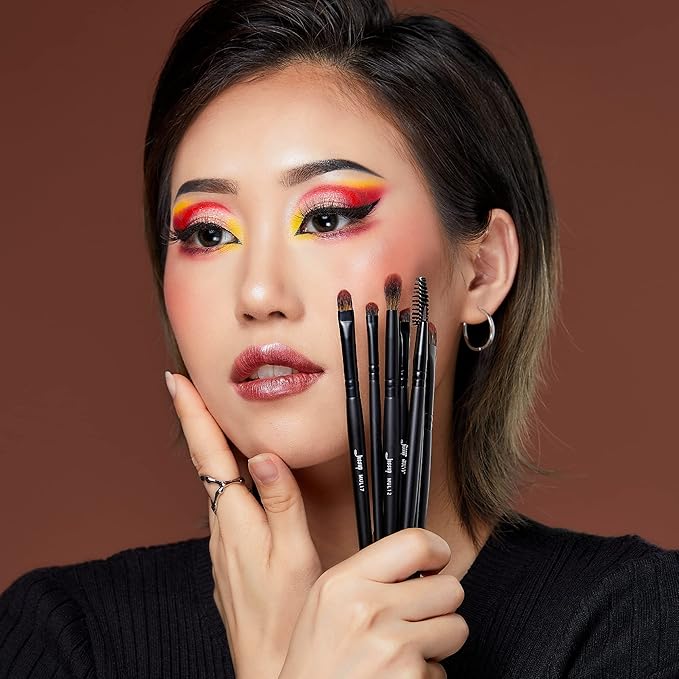 Jessup Eye Brushes Set, Vegan Makeup Brushes with Concealer Powder Eyeshadow Blending Eyeliner Spoolie Brush, 16pcs Premium Synthetic Black Cosmetic Brush T272-BrightBean Baby