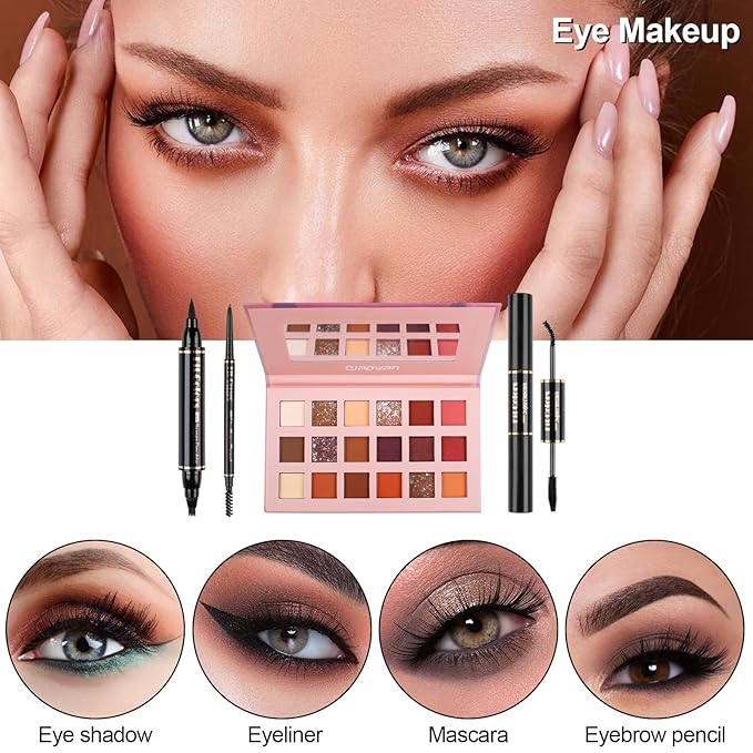 Fenshine Makeup Set,Make Up Starter Kit With Storage Bag Portable Travel Make Up Palette Eyeshadow Foundation Lip Gloss for Teenage & Adults (Type B)-BrightBean Baby