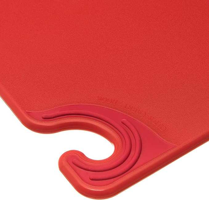 San Jamar Saf-T-Grip Plastic Cutting Board with Safety Hook, 15" x 20" x 0.5", Red