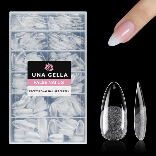 UNA GELLA 504Pcs Medium Pointed Almond Nail Tips, Pre-shape Almond Gel Nail Tips Half Matte Full Cover Acrylic Clear Press on Fake Nails Tips for Nail Extension Nail Art DIY Salon 12 Sizes-BrightBean Baby
