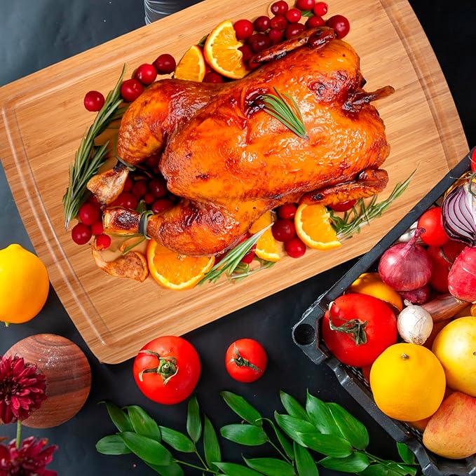 GAOMON 30" Extra Large Bamboo Cutting Board, Huge Wood Cutting Boards for Stove Top to Add Counter Space, Noodle Boards, Over the Sink Chopping Board, Carving Board for Turkey Meat Vegetables Cheese