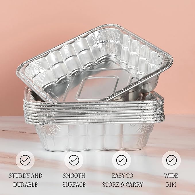 PLASTICPRO Disposable 10'' X 10'' X 3'' Inch Square Aluminum Tin Foil Baking Pans Bakeware - Cookware Perfect for Baking Cakes, Breads, Brownies, Bread, Meatloaf, Lasagna, Pack of 50