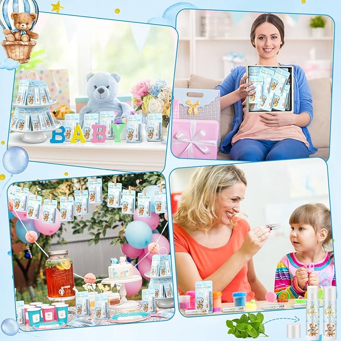 50 Pack Baby Shower Lip Balm Bulk Bear Baby Shower Favors Baby Mint Flavor Lip Balm Baby Shower Gifts for Guest Bear Themed Baby Shower Thank You Gifts Girls Boys Games Gender Reveal Favors-BrightBean Baby