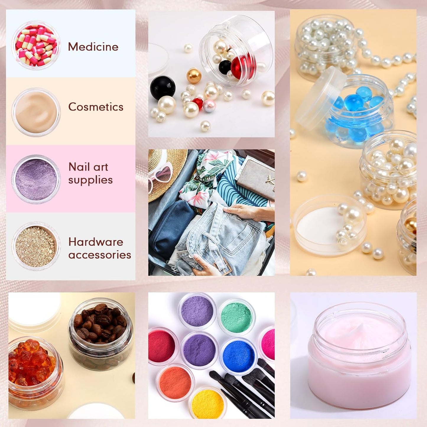 SATINIOR 100 Pcs Plastic Jars with Lids Small Containers Lids Wide Mouth Small Plastic Containers for Lotion Cream Rhinestones Body Butters Travel Storage(1 oz,Clear)-BrightBean Baby