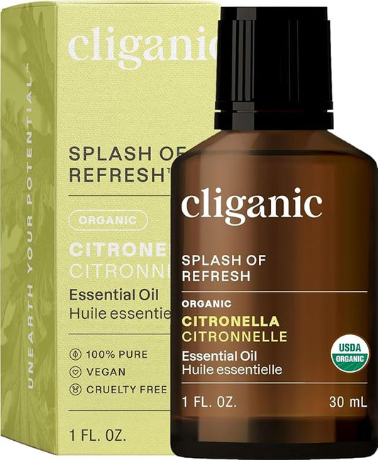 Cliganic Organic Citronella Essential Oil - 100% Pure Natural for Aromatherapy Diffuser | Non-GMO Verified (Packaging May Vary)-BrightBean Baby