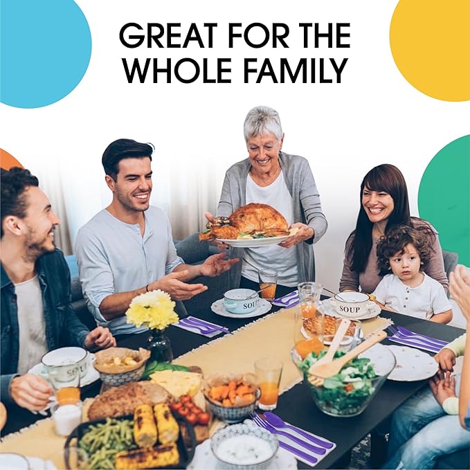 Party Solids Purple Plastic Silverware Heavy Duty 150 Pieces Purple Plastic Cutlery Sets, Utensil Sets, 50 Of Each Forks, Knives & Spoons Disposable Cutlery Set, Flatware Set For Party Supplies