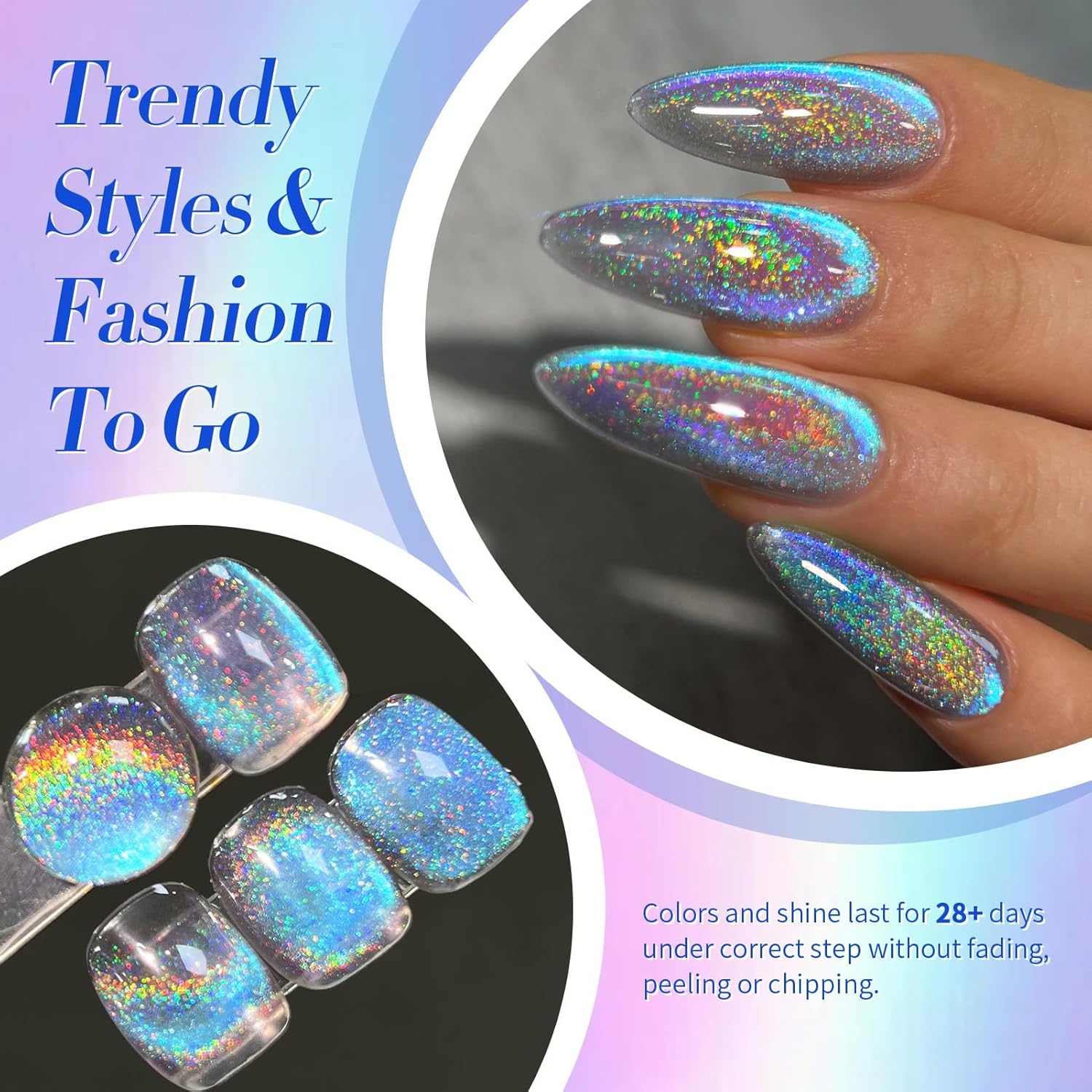 Born Pretty 9D Cat Magnetic Eye Gel Nail Polish Holographic Rainbow Gel Polish Blue Purple Soak Off U V LED Gel Polish Nail Art Design Manicure Salon DIY Home 15ML-BrightBean Baby