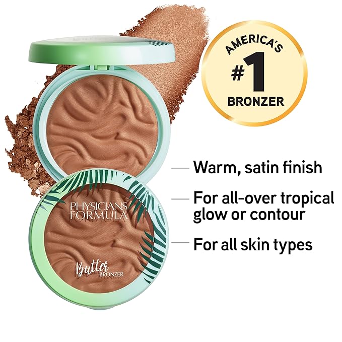 Physicians Formula Murumuru Butter Bronzer, Moisturizing, Nourishing Murumuru Butter for Silky Glow, Dermatologist Tested, Hypoallergenic, Vegan & Cruelty-Free - Sunset Bronzer-BrightBean Baby