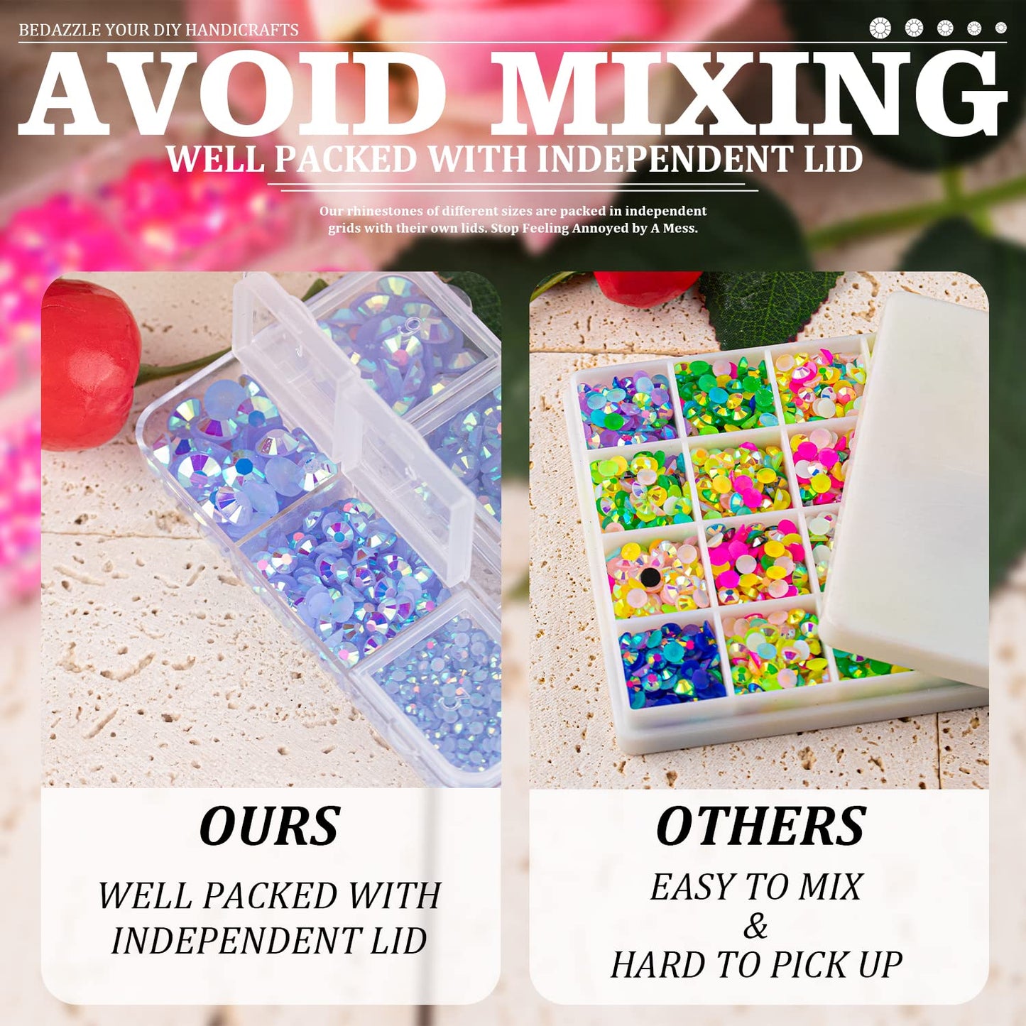 Resin Rhinestones Crafting, 2/3/4/5/6mm Flatback Jelly Rhinestones, 3 Box Sky Blue AB Non Hotfix Crystal Gems for Bedazzling Crafts Mugs Tumblers Clothes Makeup Nail-BrightBean Baby