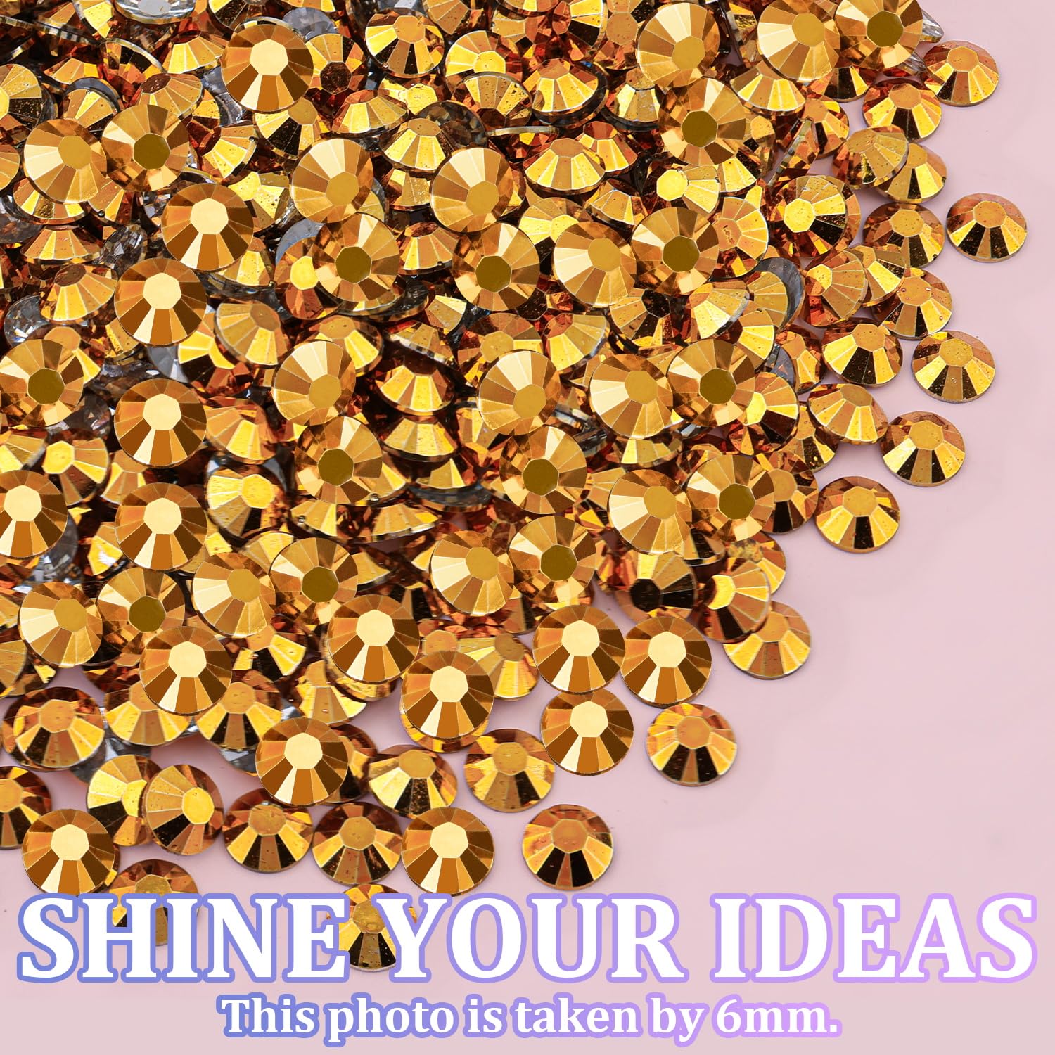 25000Pcs Resin Rhinestones for Crafting, Gold 2-6mm Mixed Sizes Non Hotfix Flatback Gems, Bedazzling Crystal for DIY Crafts Clothing Tumblers Mugs Shoes Fabric Nail Art-BrightBean Baby