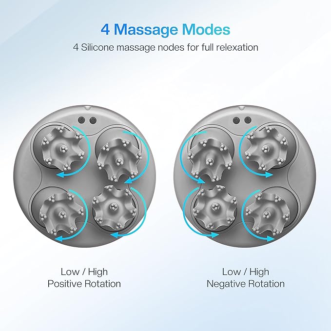 COMFIER Electric Scalp Head Massager with 4 Soft Silicone Massage Heads, Portable Hair Massager for Hair Growth, Relieve Stress, Head Scratcher for Deep Relaxation, Dog Cat Massager, Gray-BrightBean Baby