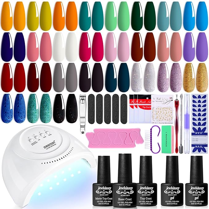 JEWHITENY 27 Colors Nail Polish Kit with U V Light, U V LED Nail Dryer Lamp Curing Gel Nail Polish Set Popular Gel Polish Set DIY at Home, Nail Manicure Tools-BrightBean Baby