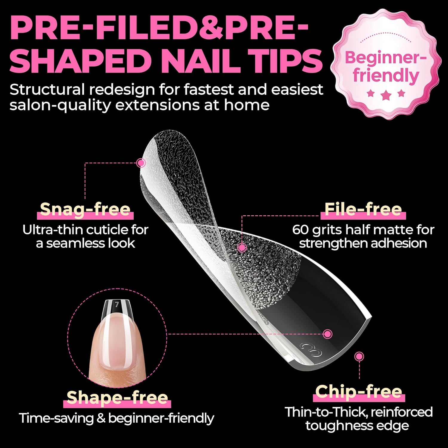 UNA GELLA Short Coffin Nails Tips, 504pcs No c Curve short Coffin Gel Press On Nails Pre Etched For Women Acrylic Nail Extension Full Cover Home Salon 12 Sizes-BrightBean Baby