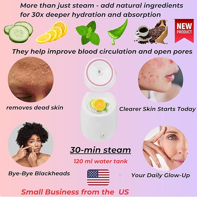 Facial Steamer and Ice Roller – 3-in-1 Nano Ionic Spa Kit for Deep Hydration and Pore Cleansing – Home Facial Care Set,auto Shut Off-BrightBean Baby