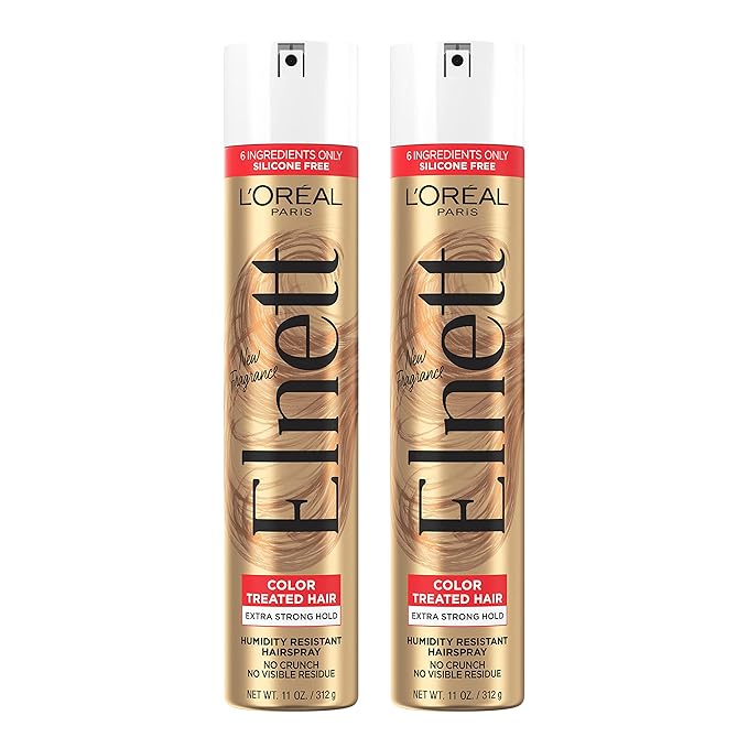 L'Oreal Paris Hair Care Elnett Satin Extra Strong Hold Hairspray For Color Treated Hair, Long Lasting Plus Humidity Resistant Hair Spray, 11 oz, (Pack of 2)-BrightBean Baby