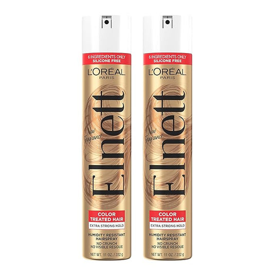 L'Oreal Paris Hair Care Elnett Satin Extra Strong Hold Hairspray For Color Treated Hair, Long Lasting Plus Humidity Resistant Hair Spray, 11 oz, (Pack of 2)-BrightBean Baby
