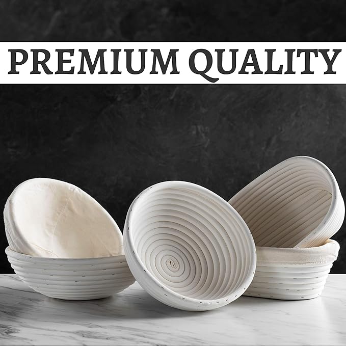 Bread Banneton Proofing Basket [Set of 2] Oval 10x6 Inch Sourdough Rising Baskets with Liner