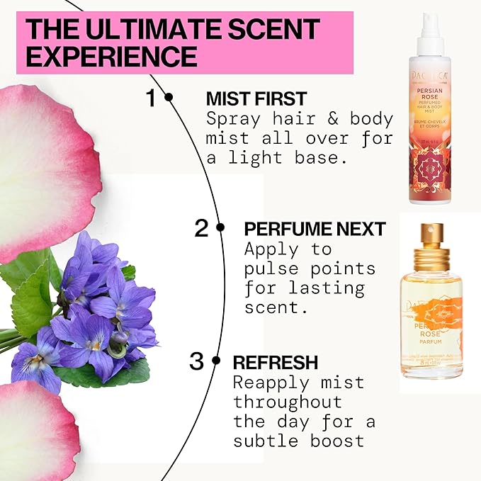 Pacifica Beauty, Persian Rose Clean Fragrance Spray Perfume, Made with Natural & Essential Oils, Fresh Rose Scent, Vegan + Cruelty Free, Phthalate-Free, Paraben-Free, Gifts for Her, 29 ml. 1 fl. oz-BrightBean Baby