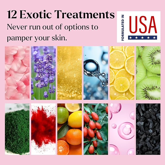 Jelly Mask for Facials - 12 Flavors Hydrating & Brightening Jelly Face Masks | Free Jade Roller & Spatula | Bulgarian Rose, Lavender, Hyaluronic Acid, 24K Gold face mask skin care |Vajacial Jelly Mask-BrightBean Baby