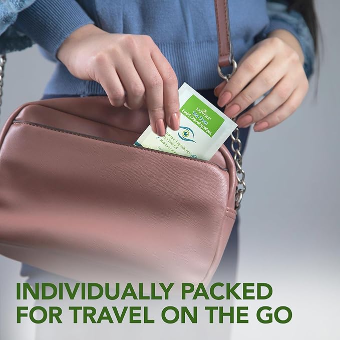 NOVEHA 60PCs Tea Tree Oil Eyelid & Lash Wipes | With Hyaluronic Acid, Green Tea & Chamomile For Blepharitis, Itchy & Stye Eyes, Individually Wrapped, Natural Eyelash Makeup Remover & Daily Cleanser-BrightBean Baby