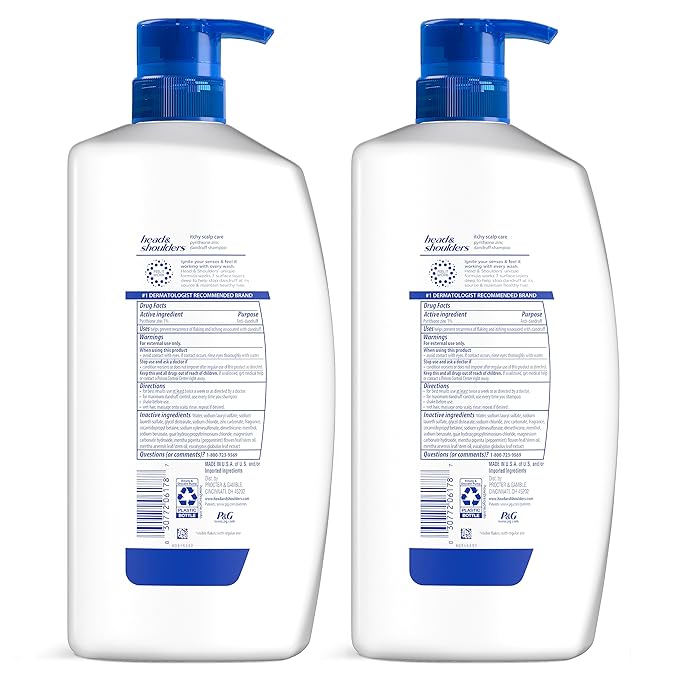 Head & Shoulders Itchy Scalp Care Dandruff Shampoo, Anti-Dandruff Treatment, Infused with Eucalyptus, 32.1 Fl Oz Each, Twin Pack-BrightBean Baby
