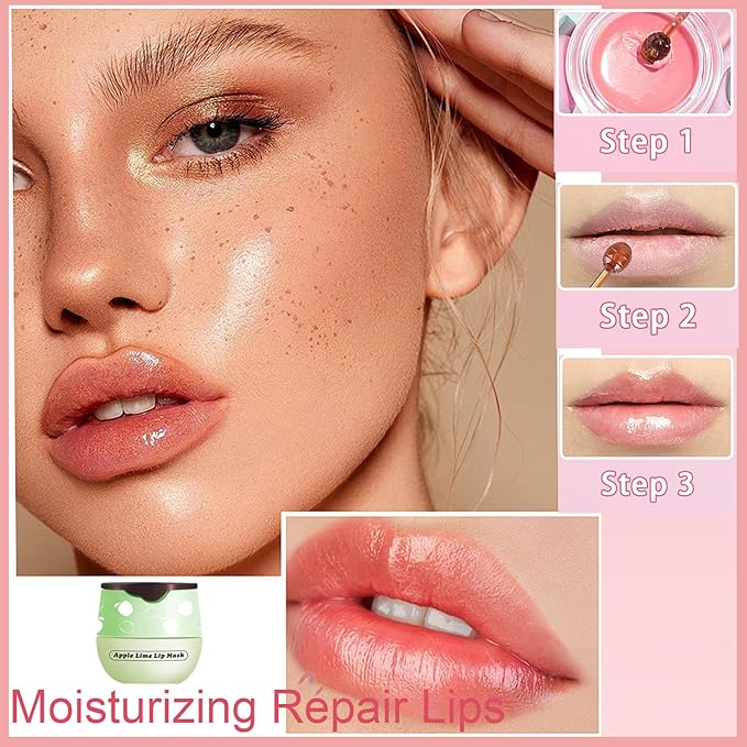 1 PCS Bee Lip Balm Honey Pot, Exfoliating Apple Bee Lip Balm Sleeping Lip Mask Overnight with Sticks, Honey Pot Lip Balm Prevention Dry Hydrating and Crack Lip Scrubs-BrightBean Baby