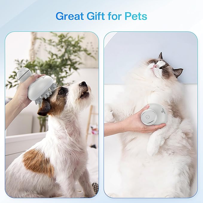 COMFIER Electric Scalp Head Massager with 4 Soft Silicone Massage Heads, Portable Hair Massager for Hair Growth, Relieve Stress, Head Scratcher for Deep Relaxation, Dog Cat Massager, Gray-BrightBean Baby