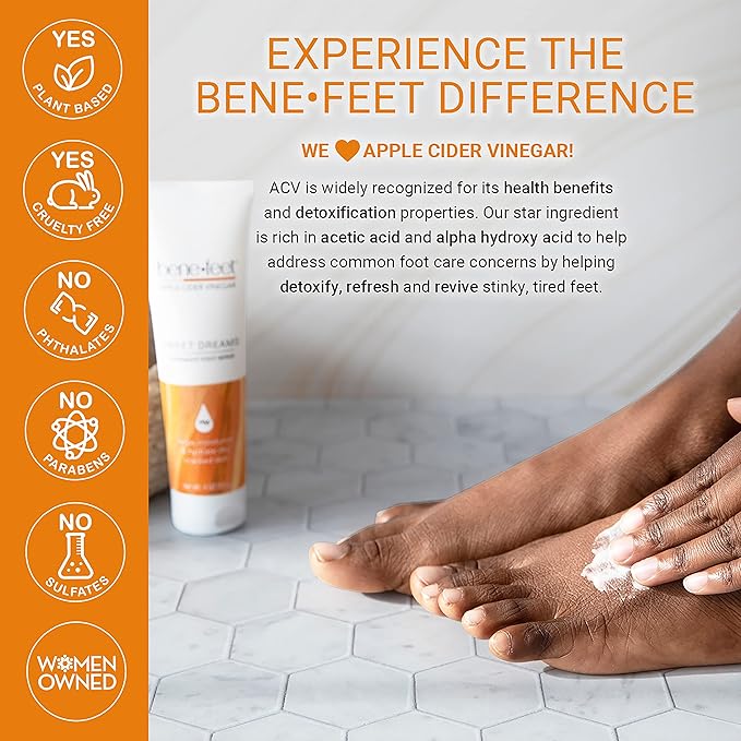 Benefeet Sweet Dreams Overnight Foot Repair - Night Cream for Detox, Moisturize & Soften Dry Cracked Skin, With Apple Cider Vinegar, Turmeric & Borage Oil, 4oz-BrightBean Baby