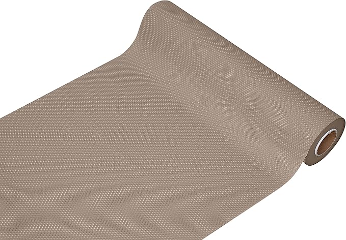 EVALAND 17.7" x 33 FT Non-Slip Shelf Liner, Non-Adhesive, BPA-Free, Waterproof Pantry Liner for Shelves, Easy to Cut, Oil-Proof Shelf Liners for Kitchen, Cabinets, Drawers, Refrigerator, Beige