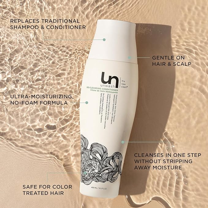 Unwash Bio-Cleansing Conditioner - Gentle, Hydrating Co-Wash Cleansing Conditioner, Sulfate & Paraben Free, for Curly, Coily & Dry Hair, 13.5 fl oz-BrightBean Baby