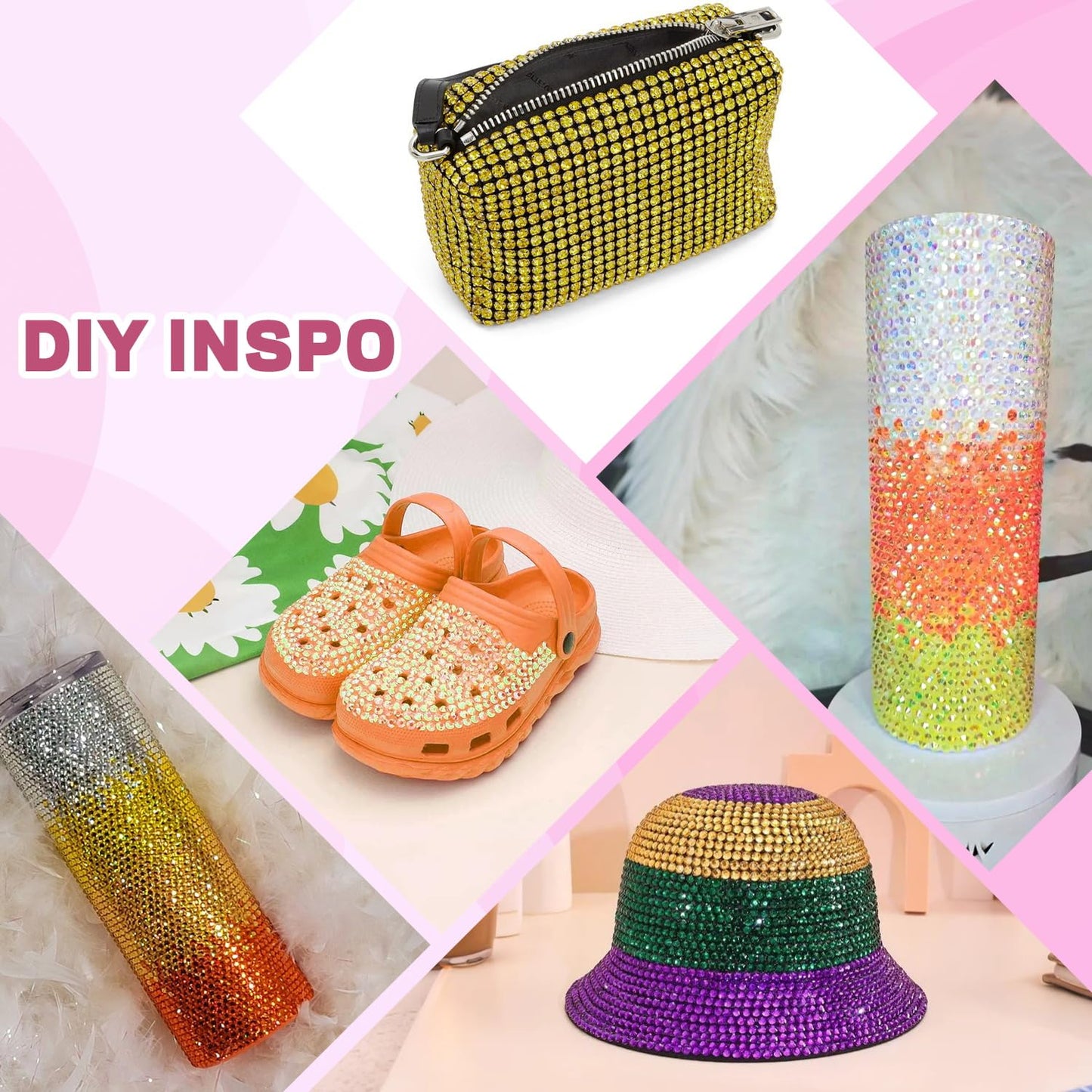 20000Pcs Yellow Rhinestones for Bedazzling with 1Pcs B7000 Jewelry Glue, Resin Rhinestones for Crafting Crafts DIY, Bedazzler Kit Gems for Clothing Shoes Tumblers Nail Art Assorted Size 3/4/5/6mm-BrightBean Baby