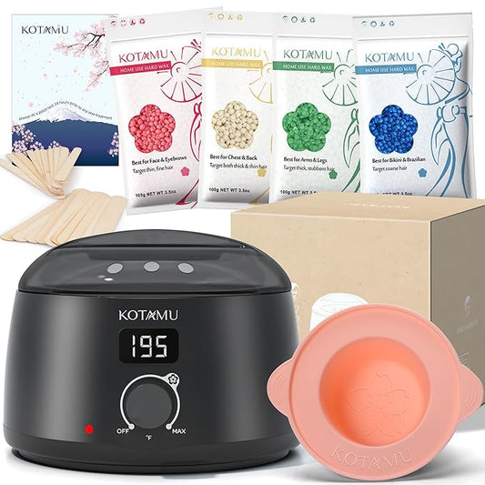 KOTAMU Waxing Kit Black Digital Wax Kit for Women Men Sensitive Skin Hard Waxing Pot for Eyebrow Face Leg Underarm Coarse Soft Hair Removal Professional Wax Warmer with 25 Accessories for Home Salon-BrightBean Baby