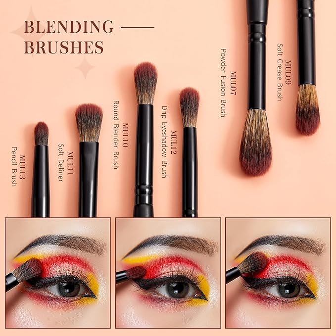 Jessup Eye Brushes Set, Vegan Makeup Brushes with Concealer Powder Eyeshadow Blending Eyeliner Spoolie Brush, 16pcs Premium Synthetic Black Cosmetic Brush T272-BrightBean Baby