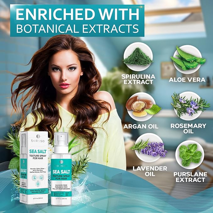 Sea Salt Spray - Dry Hair Texture for Women and Men - Products for Volume for Fine, Wavy and Curly Hair - Thickening, Texturizing and Light Volumizing Effect - Alcohol Free Formula - Travel Size-BrightBean Baby