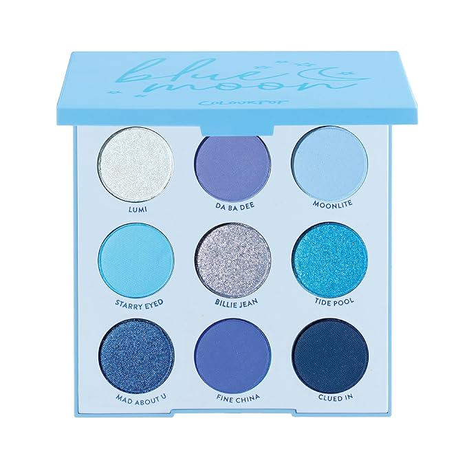 ColourPop Blue Moon Shadow Palette - Monochromatic Blue Shadow Palette with Matte, Metallic and Duochrome Finishes - High-Pigment Eye Makeup with a Long-Wearing Formula (0.3 oz)-BrightBean Baby