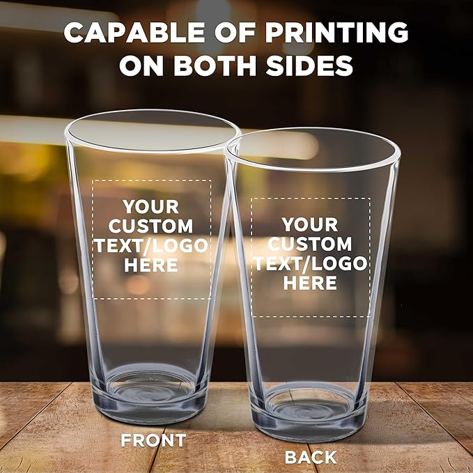 Custom Libbey Pint Glass 16 oz. Set of 10, Personalized Bulk Pack - Beer Glasses, Heavy Duty Drinkware - Clear